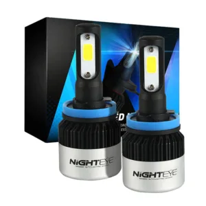 NightEye H8/H9/H11/H16 LED Headlight Bulb – 72W Ultra Bright – 9000 Lumens – White Light – Plug & Play – Suitable for Cars and Bikes – Pair (2 Bulbs)