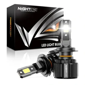 NightEye S4 H7 LED Headlight Bulb – 72W – 13000LM – Plug & Play – White 6500K – For Car & Bike – Set of 2 (H7 Two Pin)